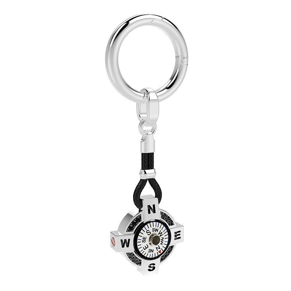 Zancan Portachiavi Zancan in argento con bussola bianca