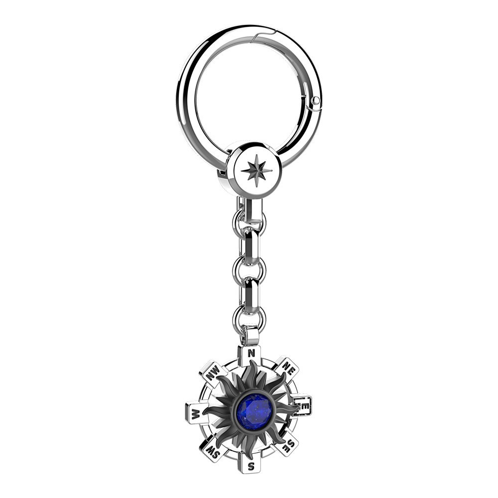 Zancan Portachiavi in argento con sole e pietra Lapis