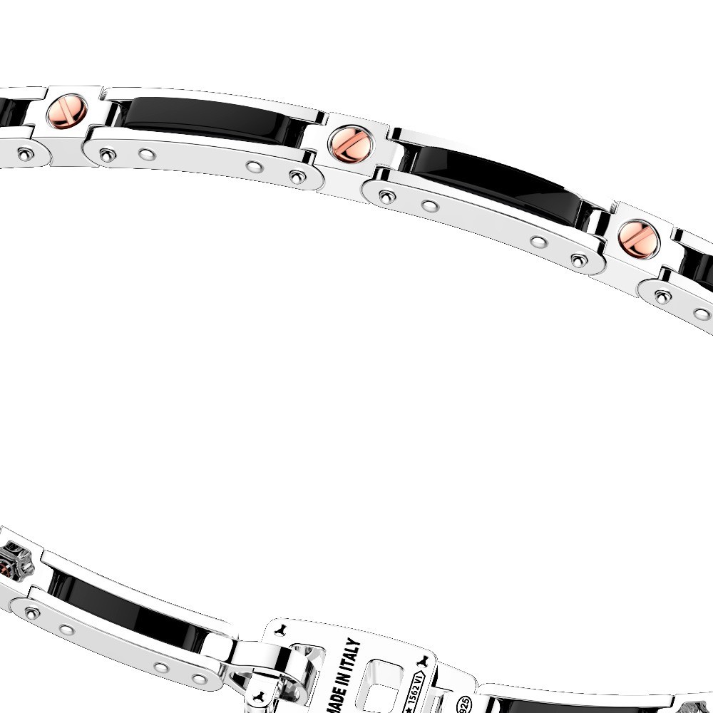 Zancan Bracciale Zancan in argento e ceramica con viti in oro rosa Soddisfazione Garantita