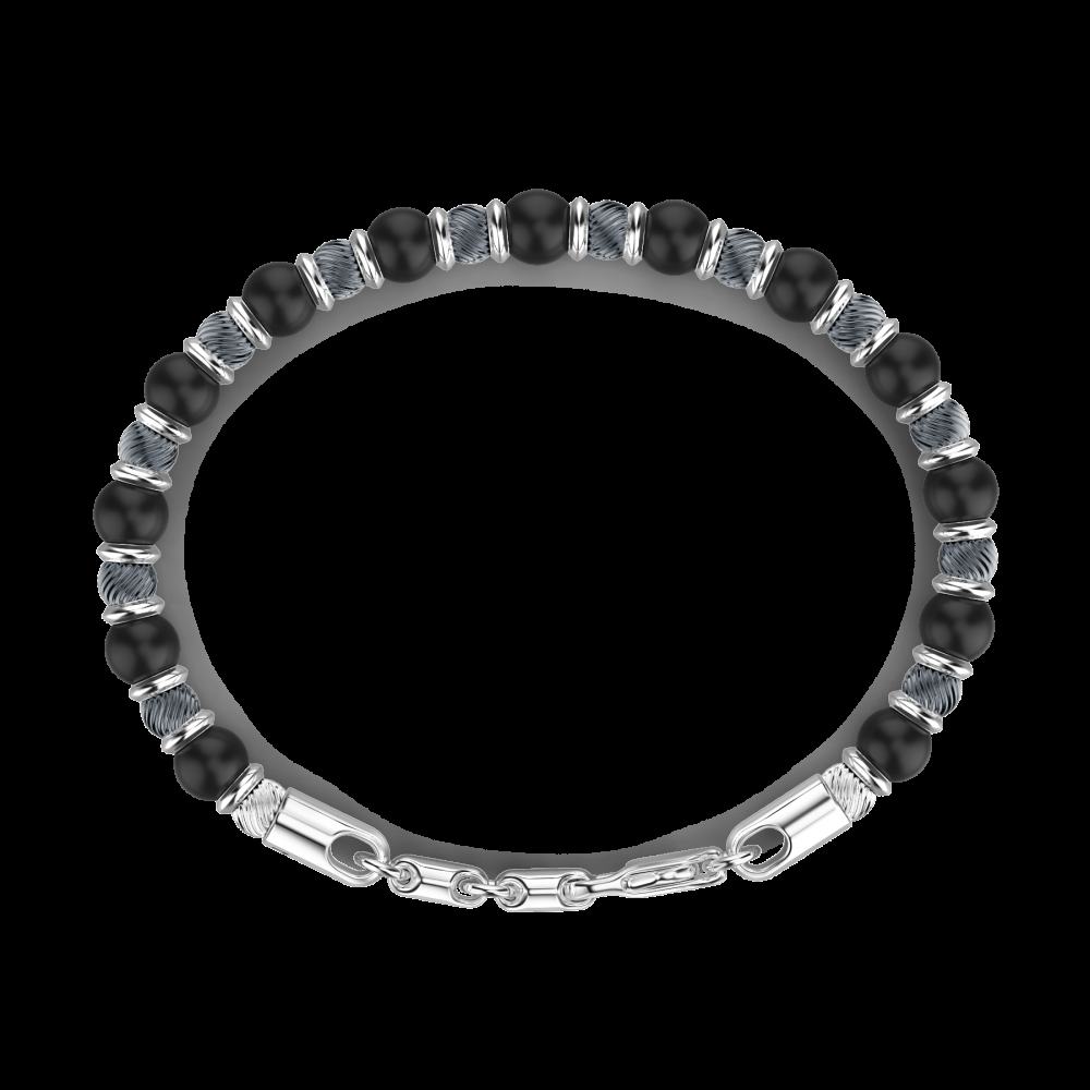 Zancan Bracciale Zancan morbido con sfere in argento e in pietra onice Vendite Flash
