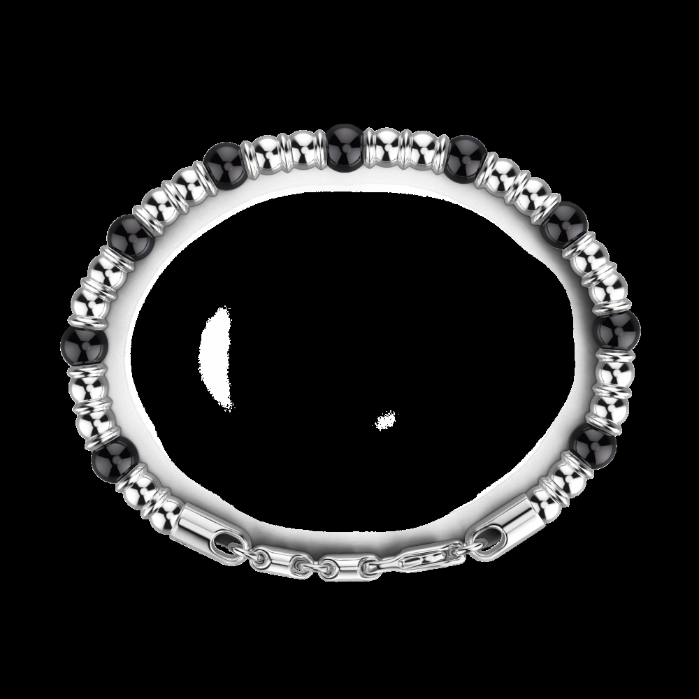 Zancan Bracciale Zancan morbido con sfere in argento e in pietre dure naturali In Saldo