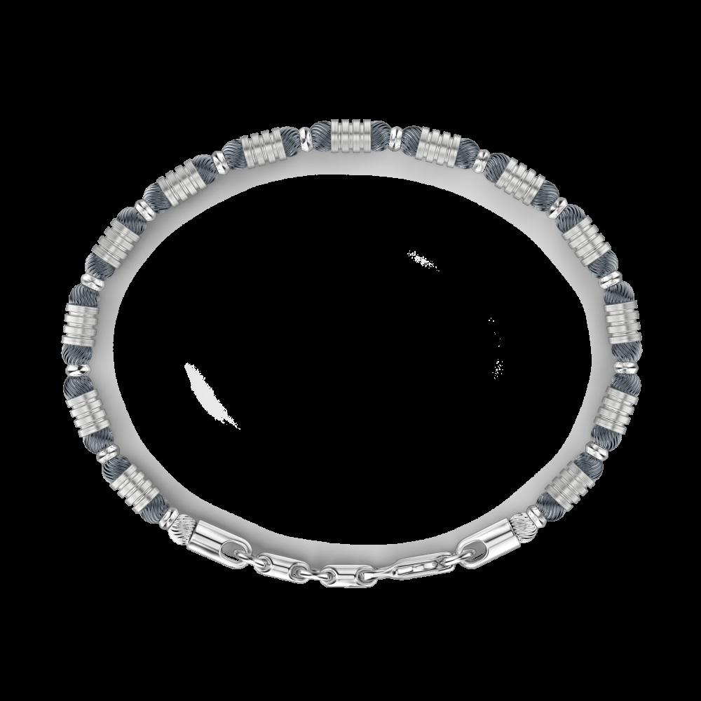 Zancan Bracciale Zancan morbido in argento a sfere ed elementi tubolari Nuovo
