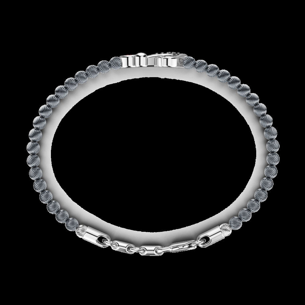 Zancan Bracciale Zancan morbido con sfere in argento ancora e pietre nere Promozione