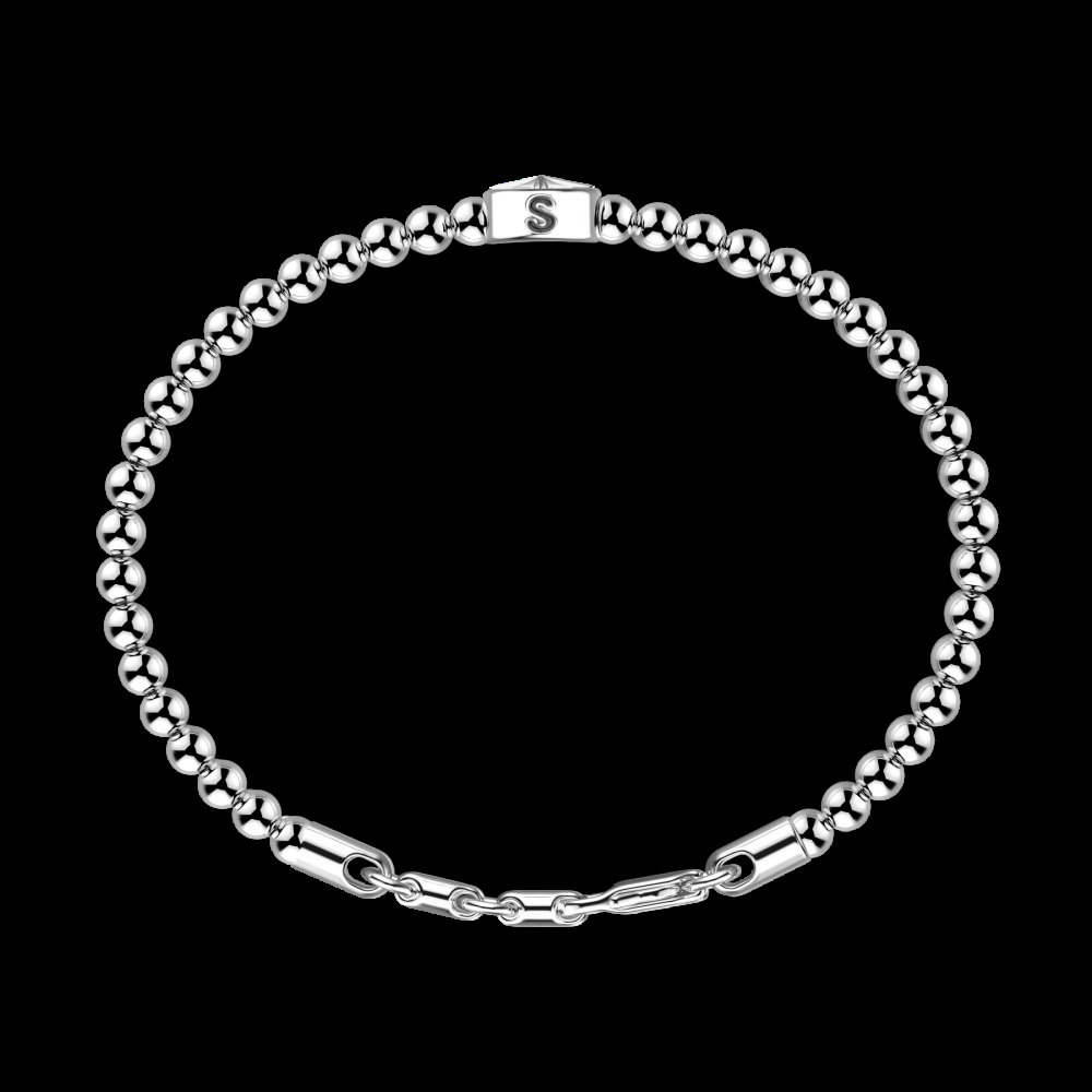 Zancan Bracciale Zancan morbido con sfere in argento e rosa dei venti Pezzi Unici