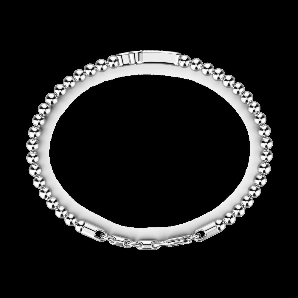Zancan Bracciale Zancan morbido con sfere in argento e croce con pietre nere Acquista Ora