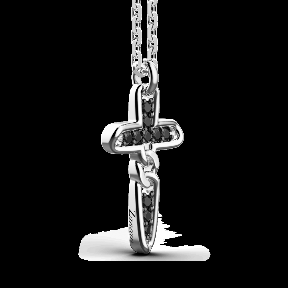 Zancan Collana Zancan in argento con pendente a croce e pietre nere Prezzo Ridotto