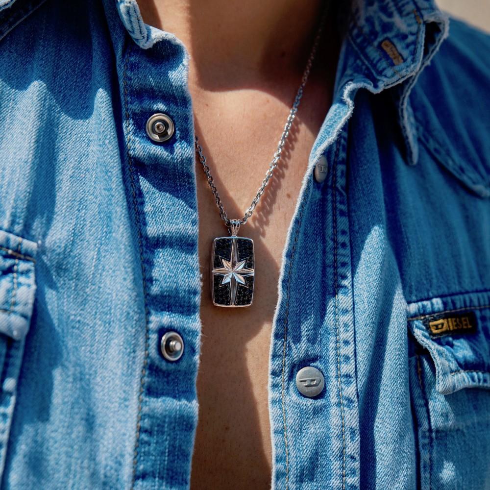 Zancan Collana Zancan in argento a targa con pietre nere Novità