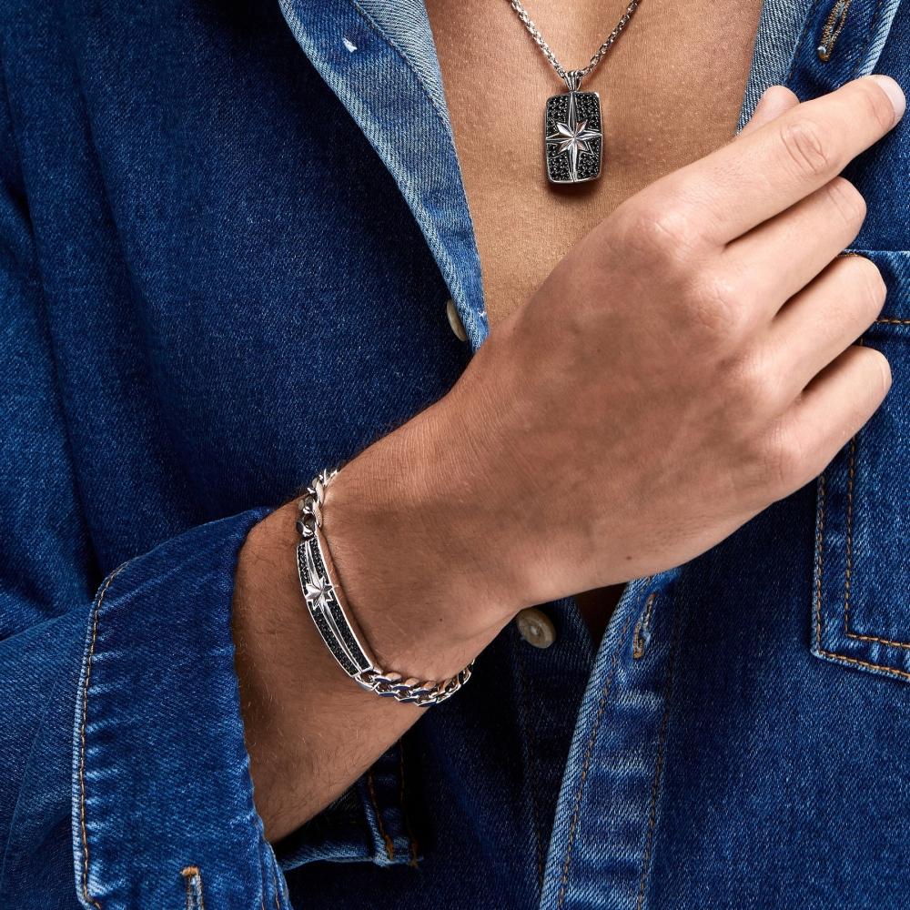 Zancan Bracciale grumetta Zancan in argento con pietre nere Outlet
