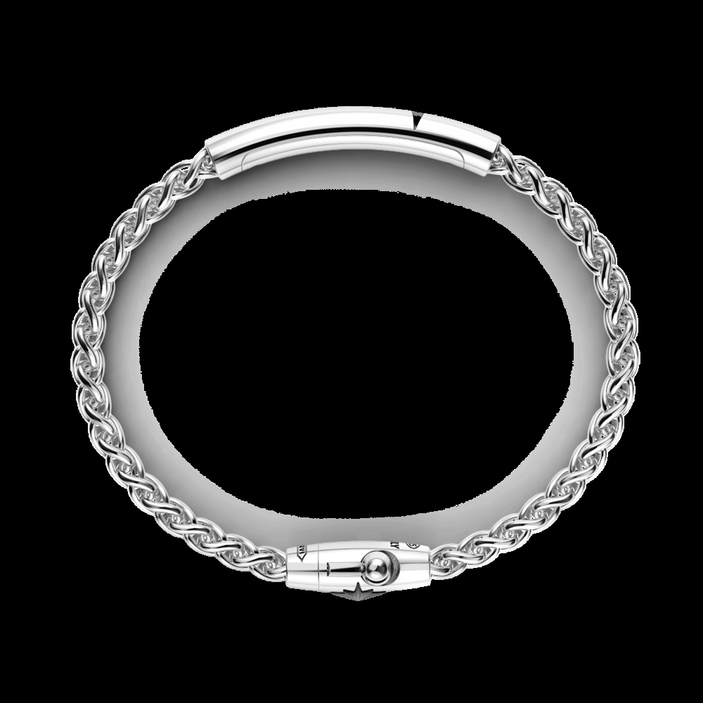 Zancan Bracciale Zancan in argento con targa e pietra nera In Vendita