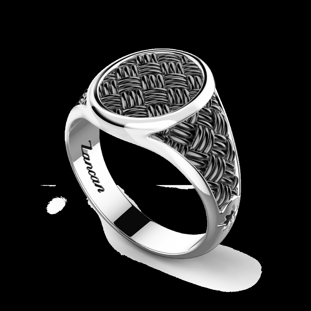 Zancan Anello chevalier Zancan in argento brunito Vendita Calda