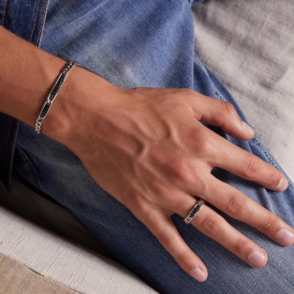 Zancan Bracciale grumetta Zancan in argento con pietre nere Vendita Economica