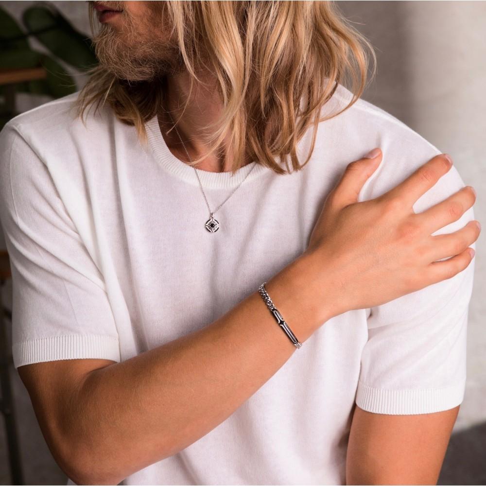Zancan Bracciale grumetta Zancan in argento con targa e pietra nera I Più Venduti