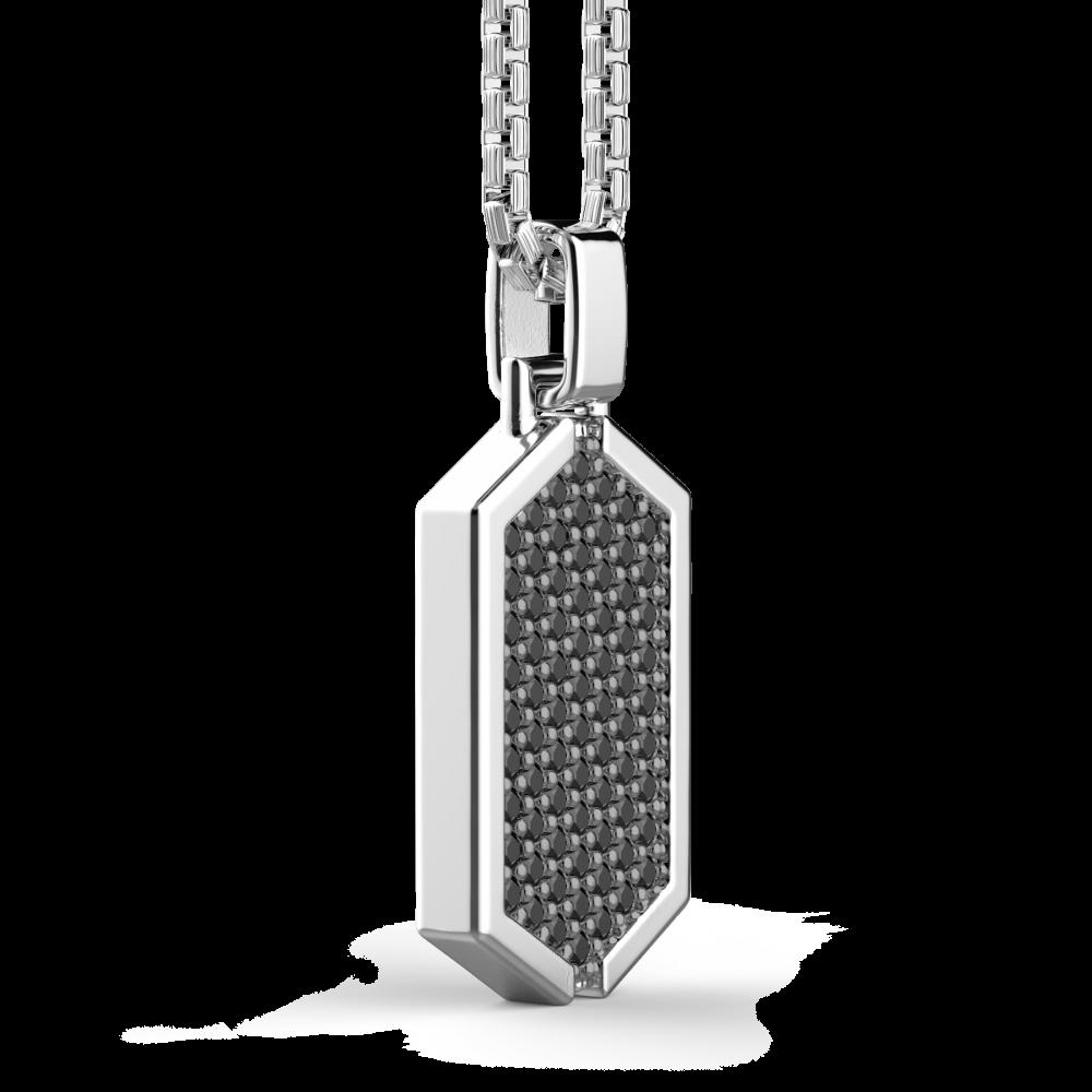Zancan Collana Zancan in argento con pendente a targa tempestato di pietre nere Moda