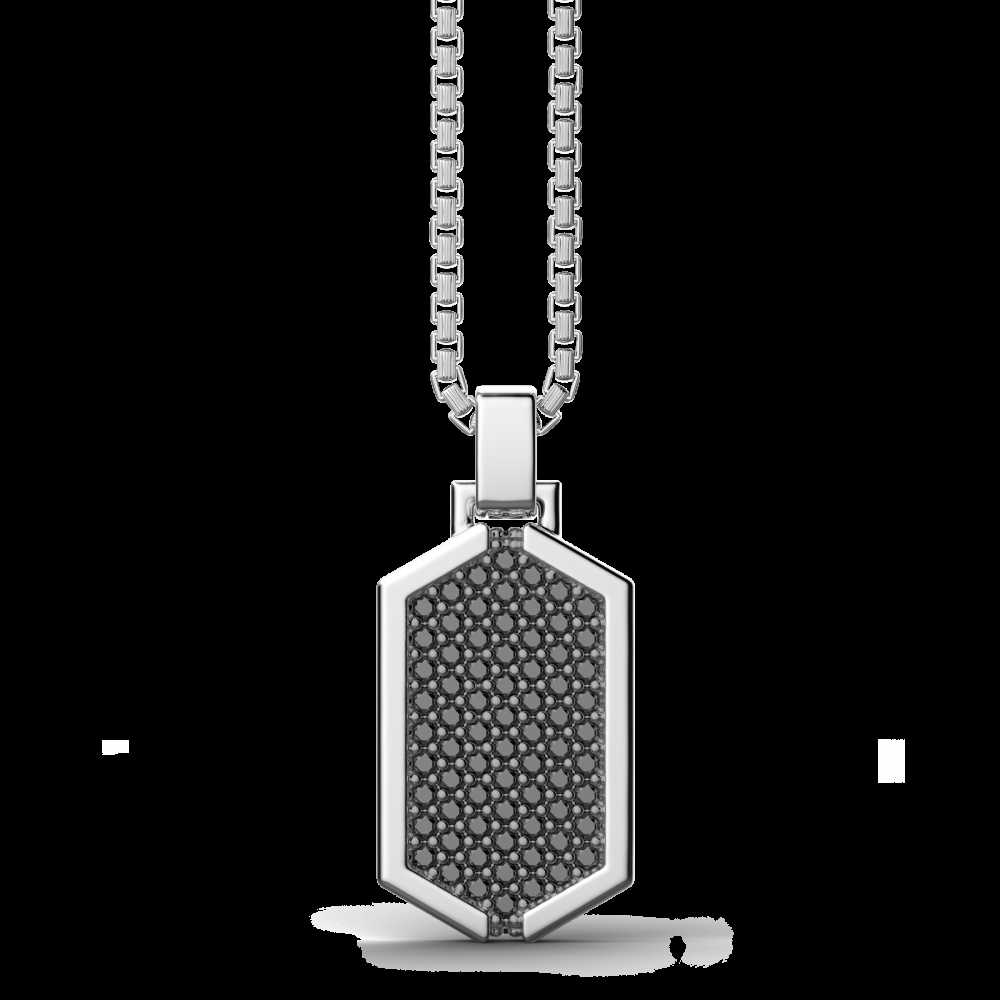 Zancan Collana Zancan in argento con pendente a targa tempestato di pietre nere Moda
