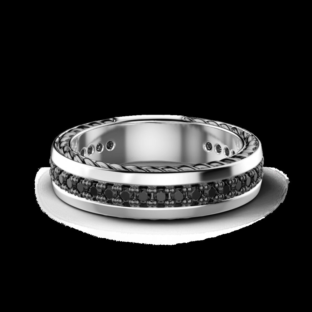 Zancan Anello a fede Zancan in argento con pietre nere