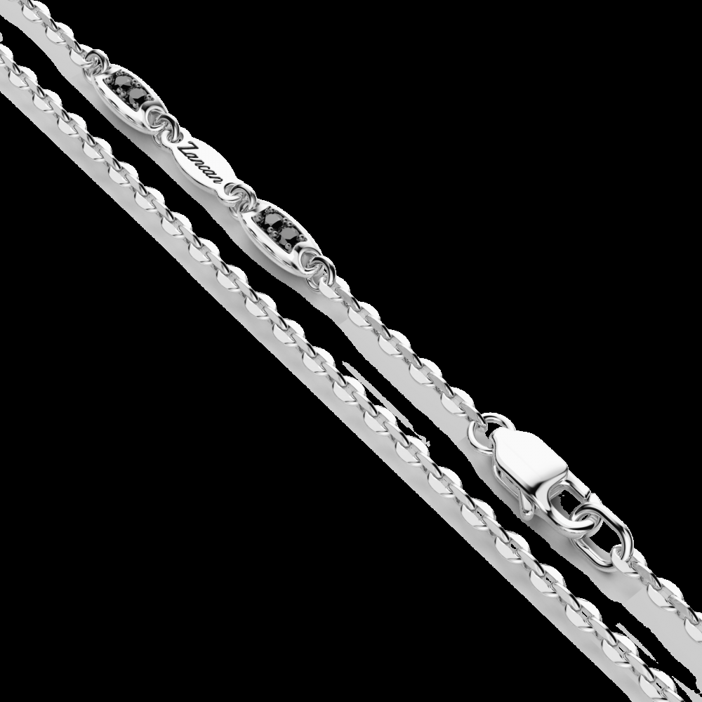 Zancan Collana Zancan in argento con pendente a targa e pietre nere Qualità