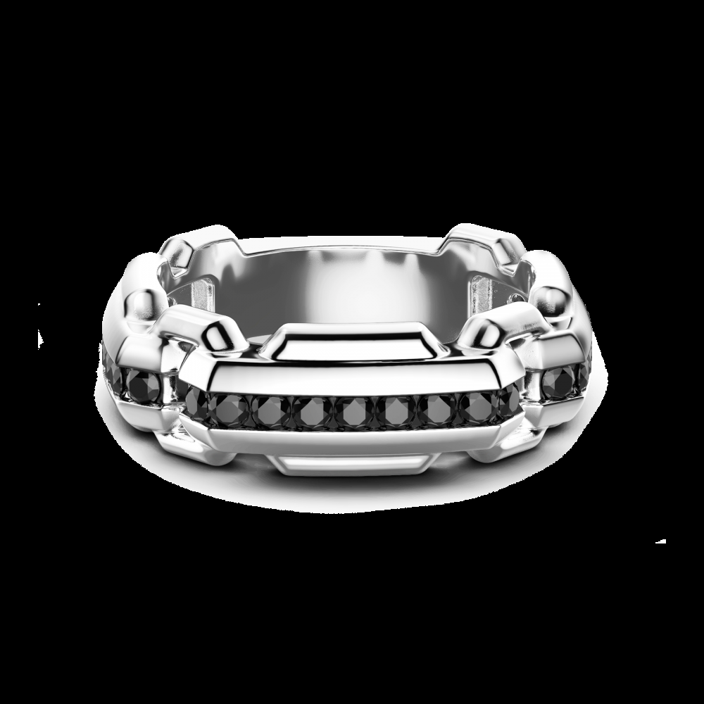 Zancan Anello Zancan in argento a fede con pietre nere