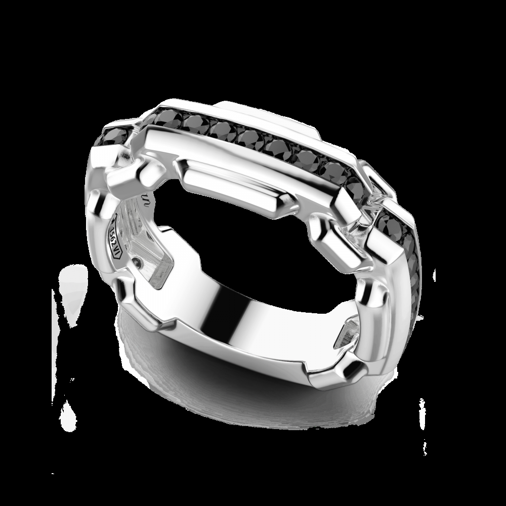 Zancan Anello Zancan in argento a fede con pietre nere Spedizione Gratuita
