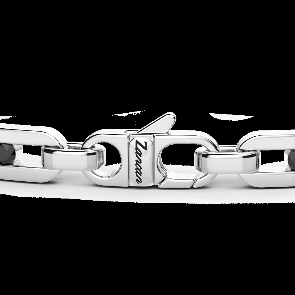 Zancan Bracciale Zancan in argento con targa e pietre nere Fino Al -60%