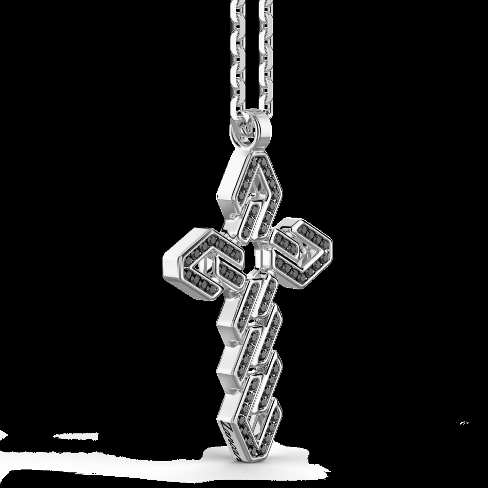 Zancan Collana Zancan in argento con pendente a croce e pietre nere Presa