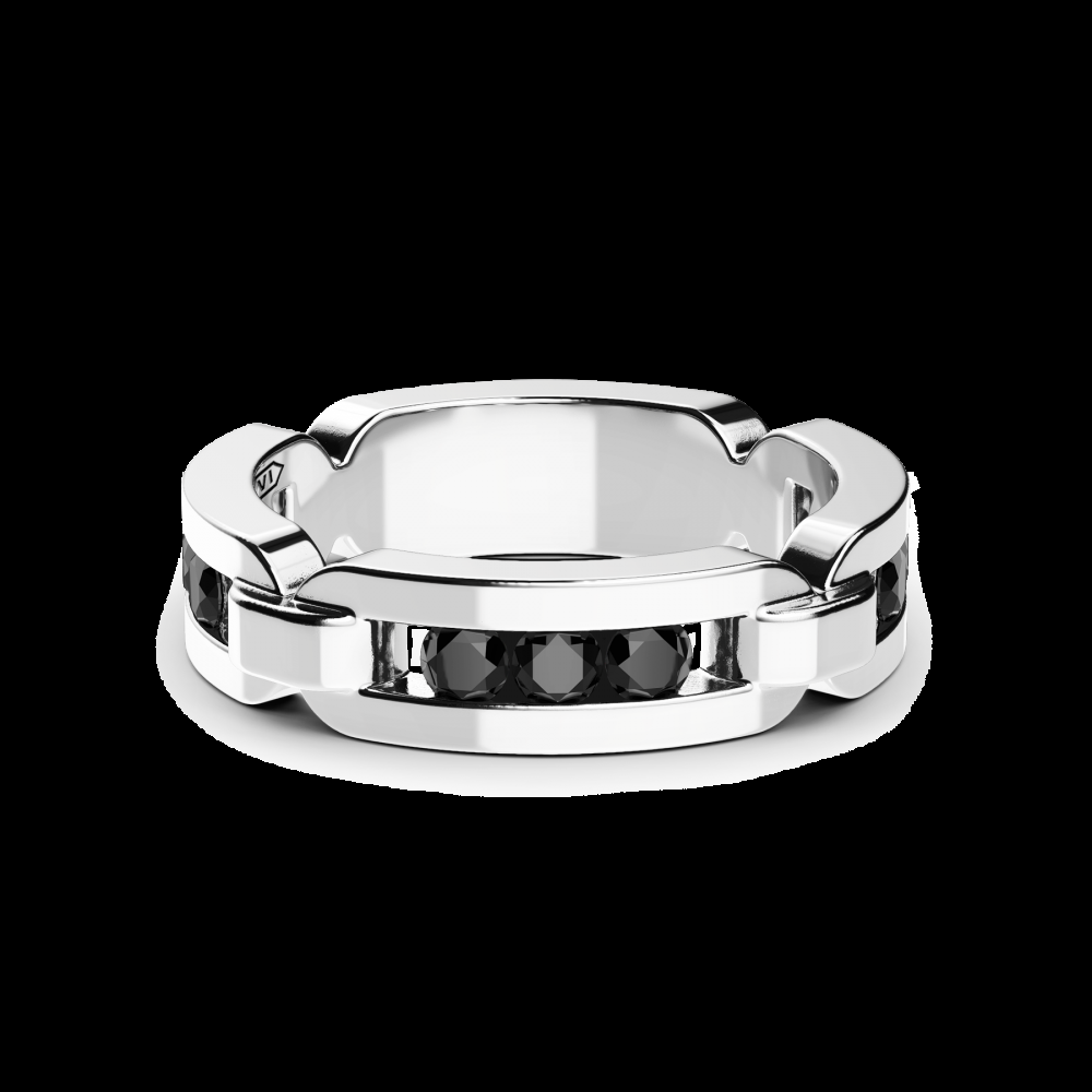Zancan Anello Zancan in argento a fede con pietre nere