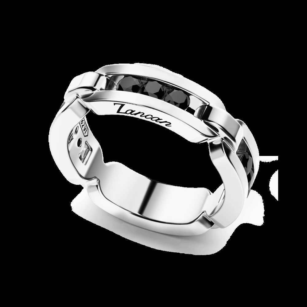 Zancan Anello Zancan in argento a fede con pietre nere Offerta