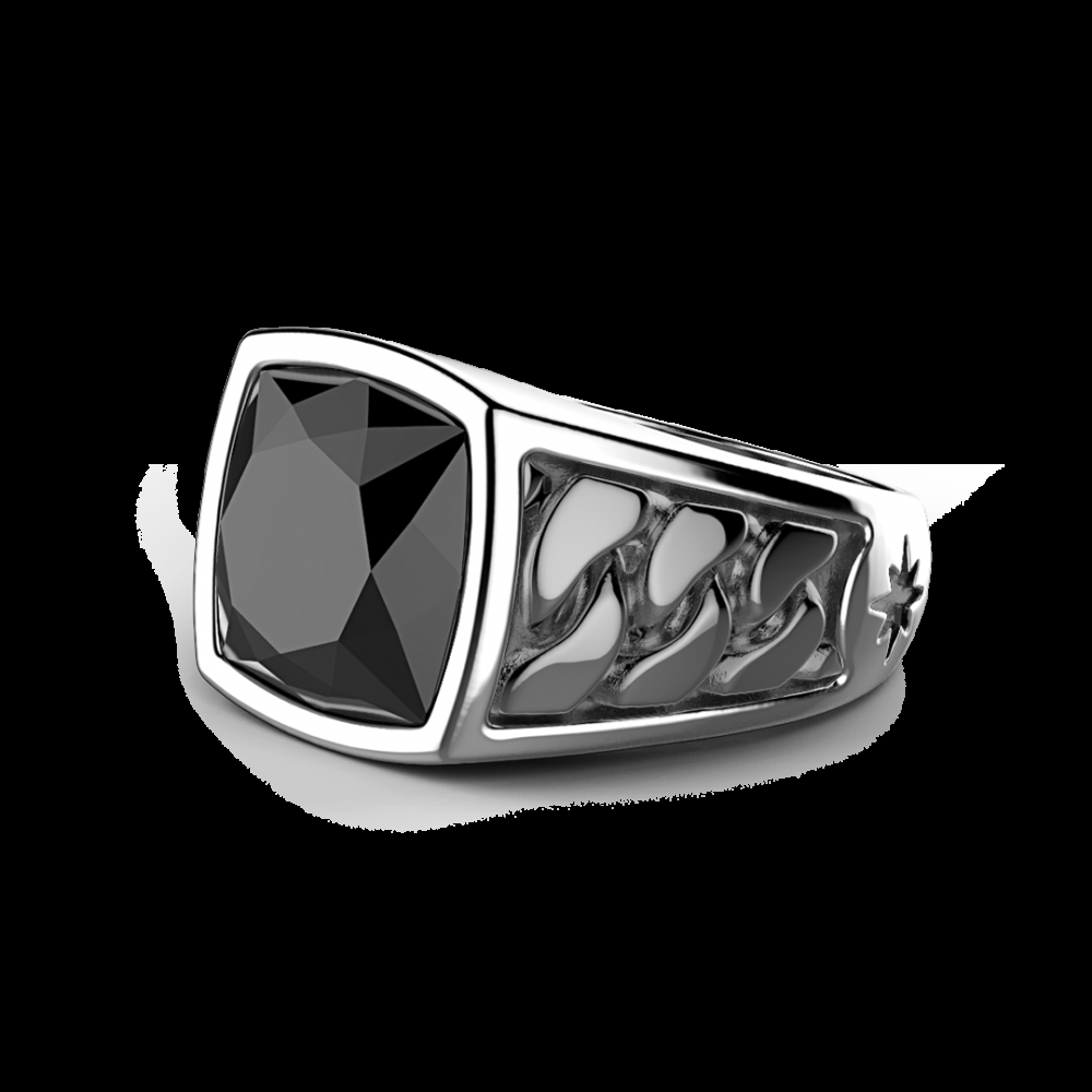 Zancan Anello Zancan in argento con pietra nera In Vendita