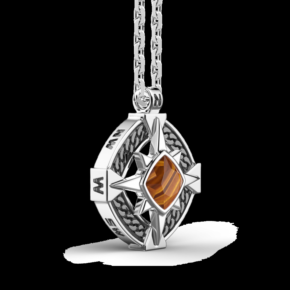 Zancan Collana Zancan in argento con pendente a rosa dei venti e pietra occhio di tigre I Più Venduti