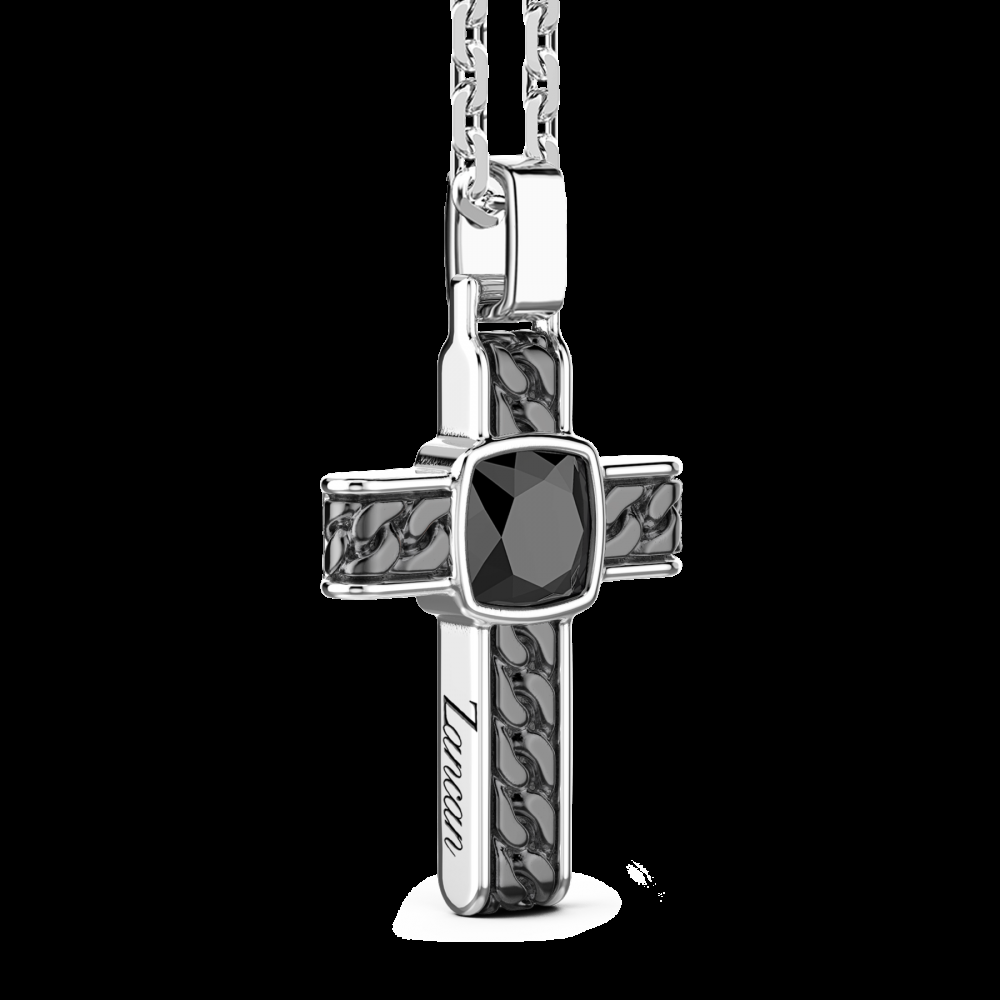 Zancan Collana in argento con pendente a croce e onice quadrata Moda
