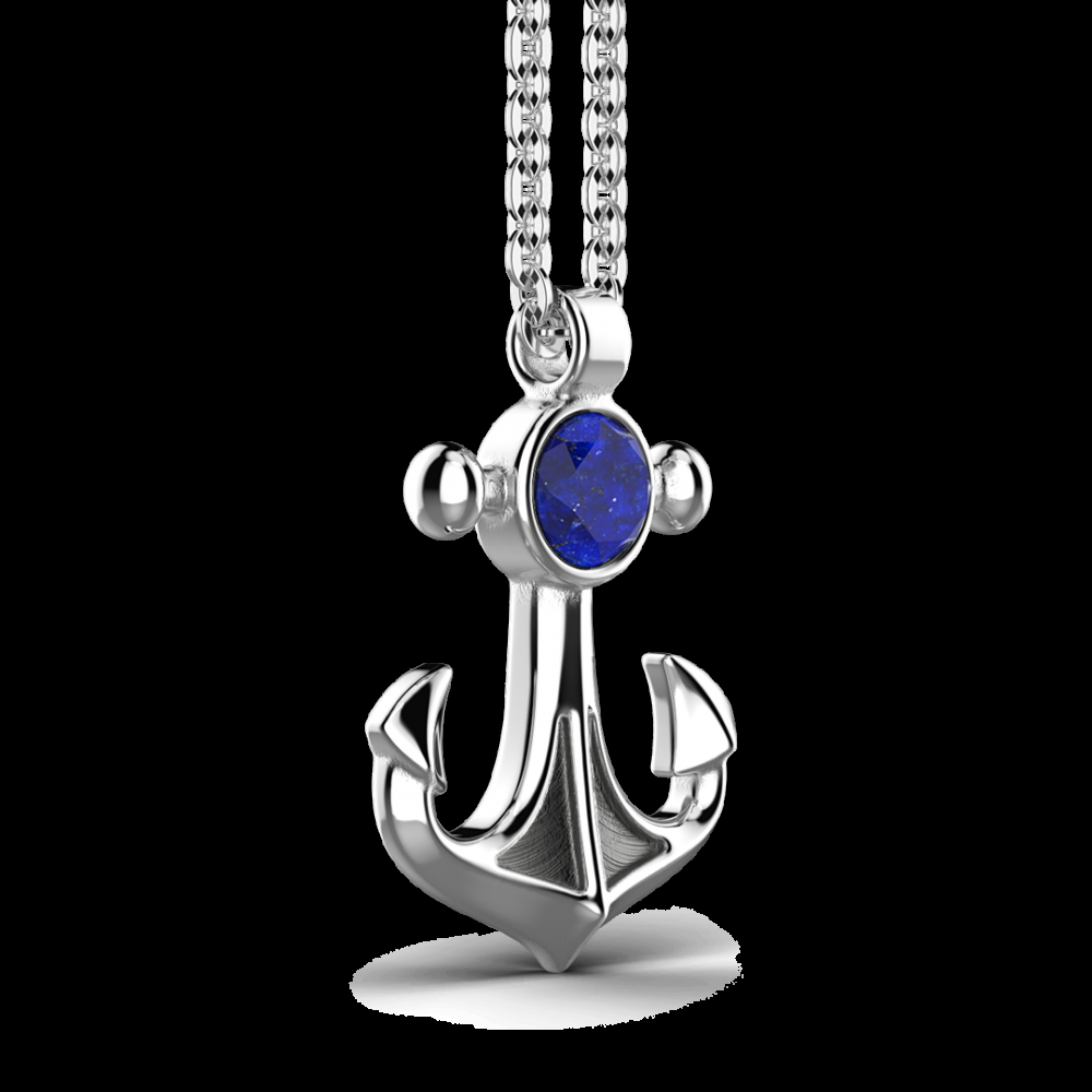 Zancan Collana con pendente ad ancora con Lapis naturale Italia