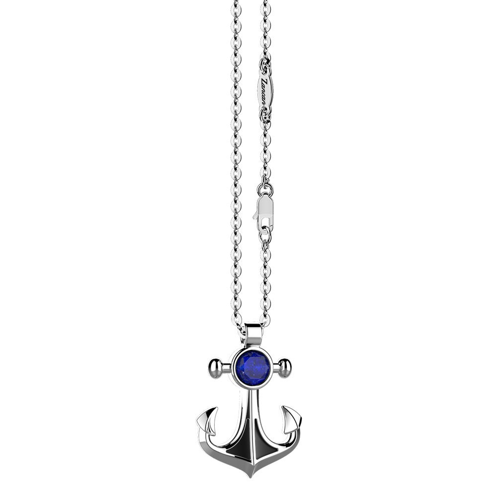 Zancan Collana con pendente ad ancora con Lapis naturale Italia
