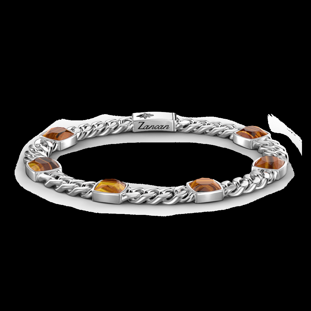 Zancan Bracciale a grumette Zancan in argento con pietre occhio di tigre