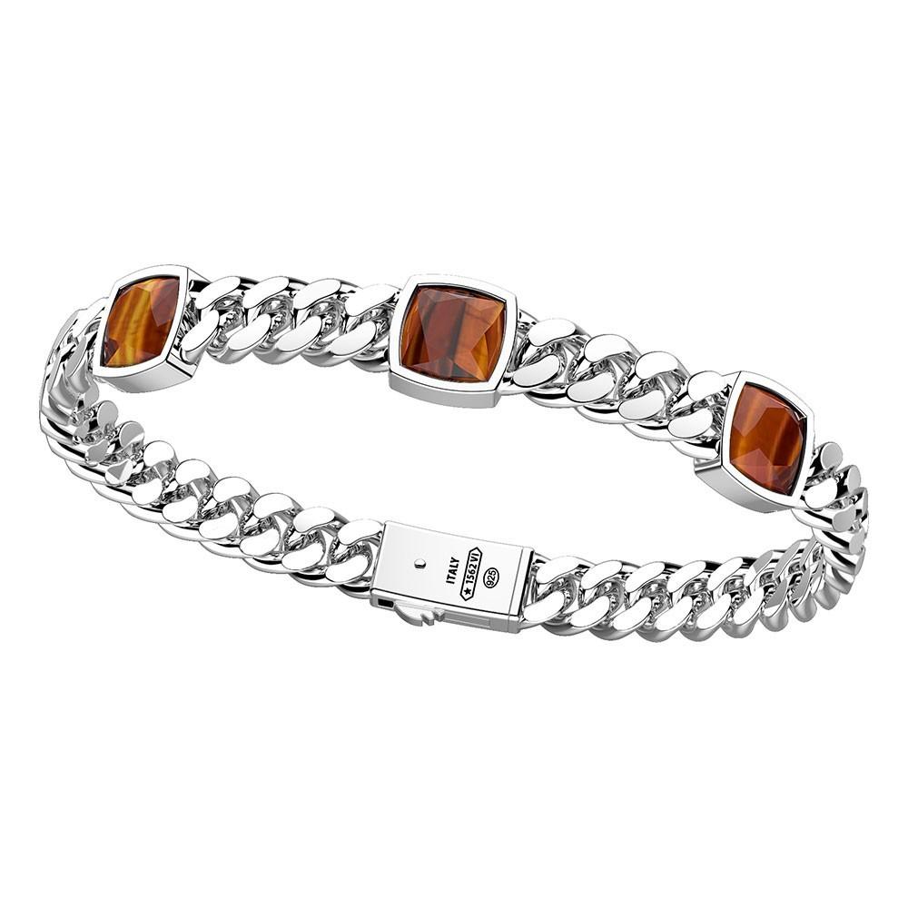 Zancan Bracciale Zancan in argento con tre pietre occhio di tigre