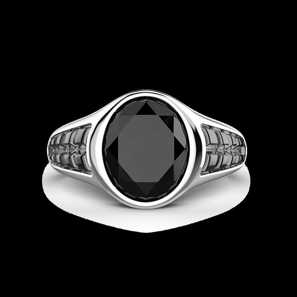 Zancan Anello chevalier Zancan in argento con pietra onice ovale