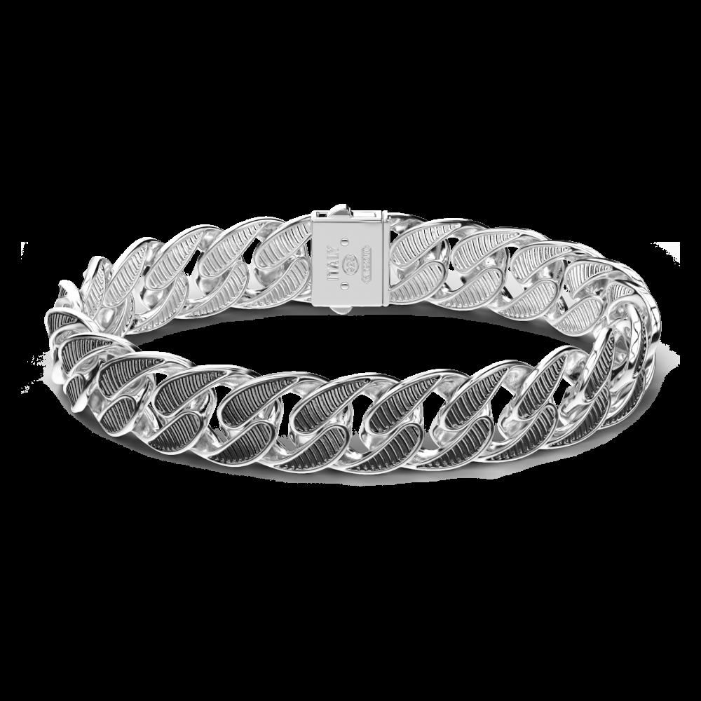 Zancan Bracciale a grumetta Zancan in argento con finitura striata in nero