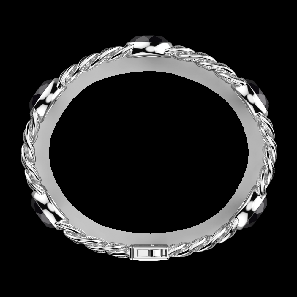 Zancan Bracciale a grumetta Zancan in argento con finitura striata in nero e pietre onice I Più Venduti