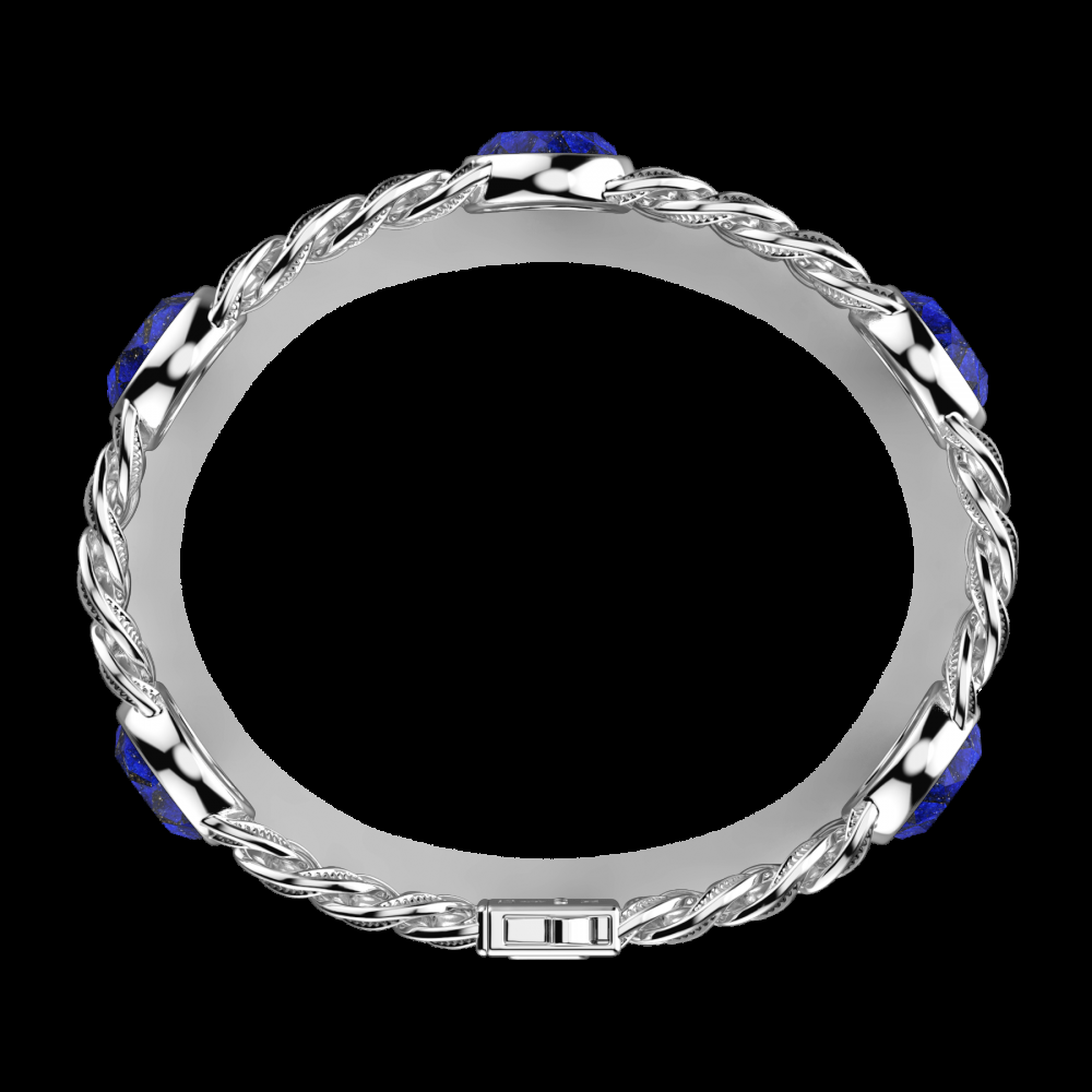 Zancan Bracciale a grumetta Zancan in argento con finitura striata in nero e pietre blu Vendite Flash