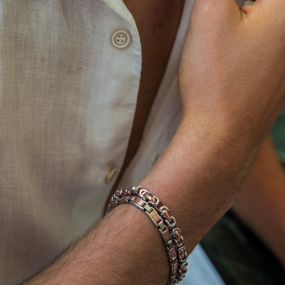 Zancan Bracciale da uomo Zancan catena in argento e oro 18k In Linea