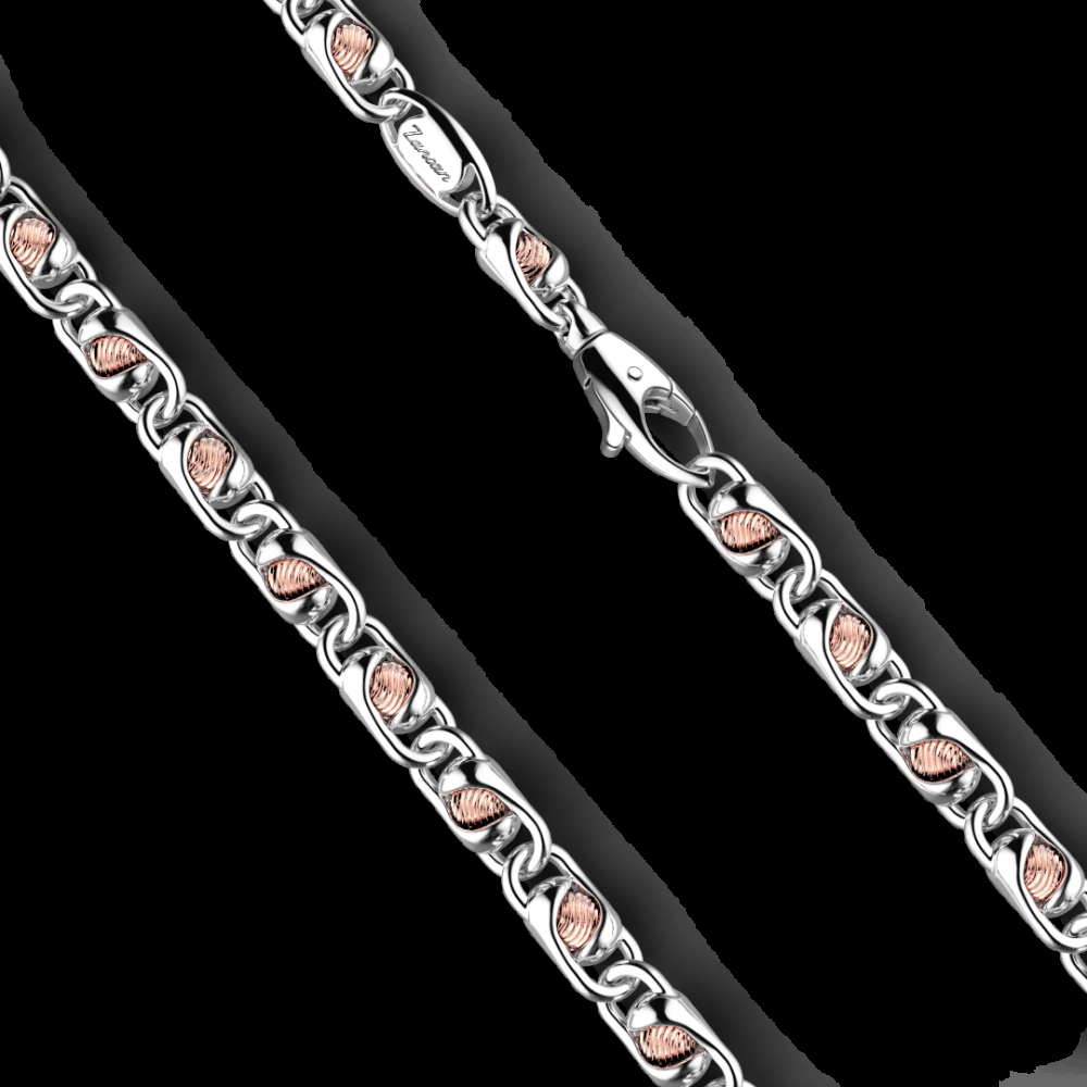 Zancan Collana da uomo Zancan a catena in argento e oro rosa Promozione Limitata
