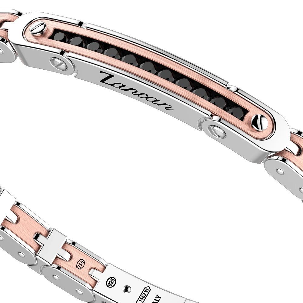 Zancan Bracciale Zancan in oro 18k ed argento con targa e pietre nere Offerta