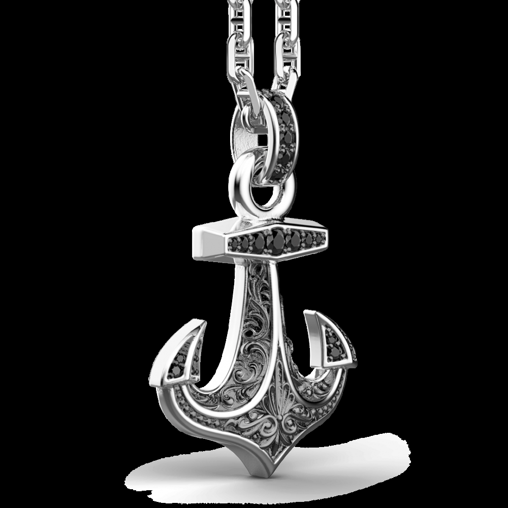 Zancan Collana Zancan in argento pendente ad acora con pietre nere Online