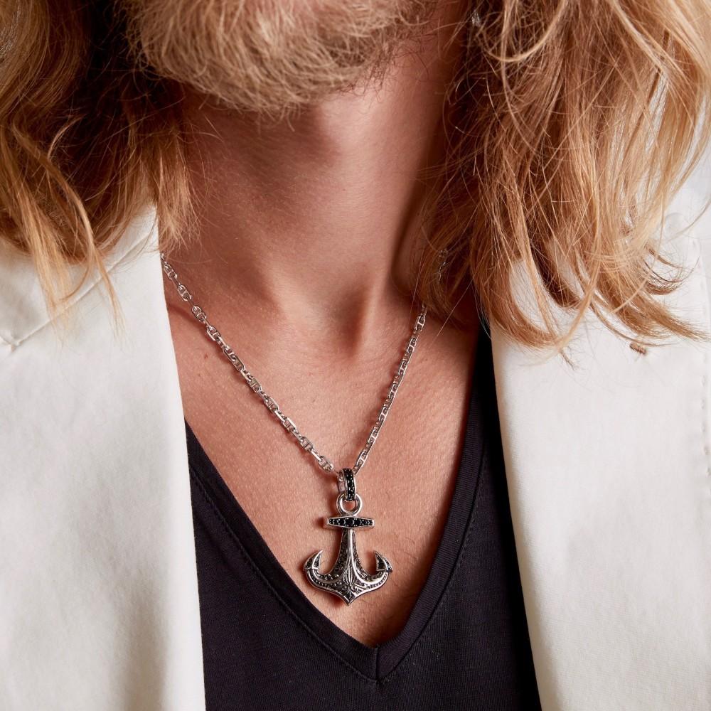 Zancan Collana Zancan in argento pendente ad acora con pietre nere Online