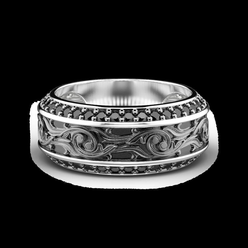 Zancan Anello Zancan in argento a fede con pietre nere