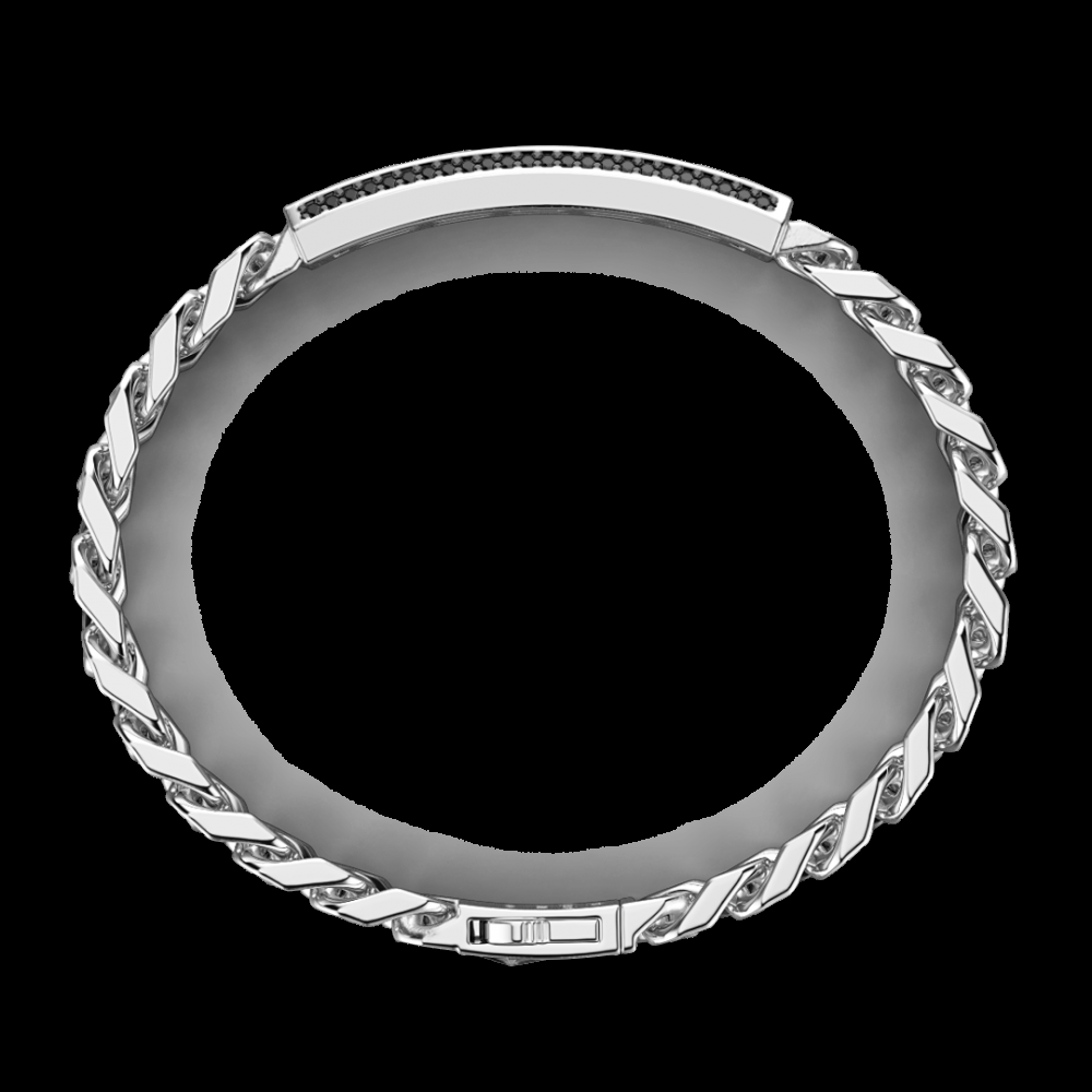 Zancan Bracciale Zancan in argento a grumetta con targa e pietre nere Vendita Economica
