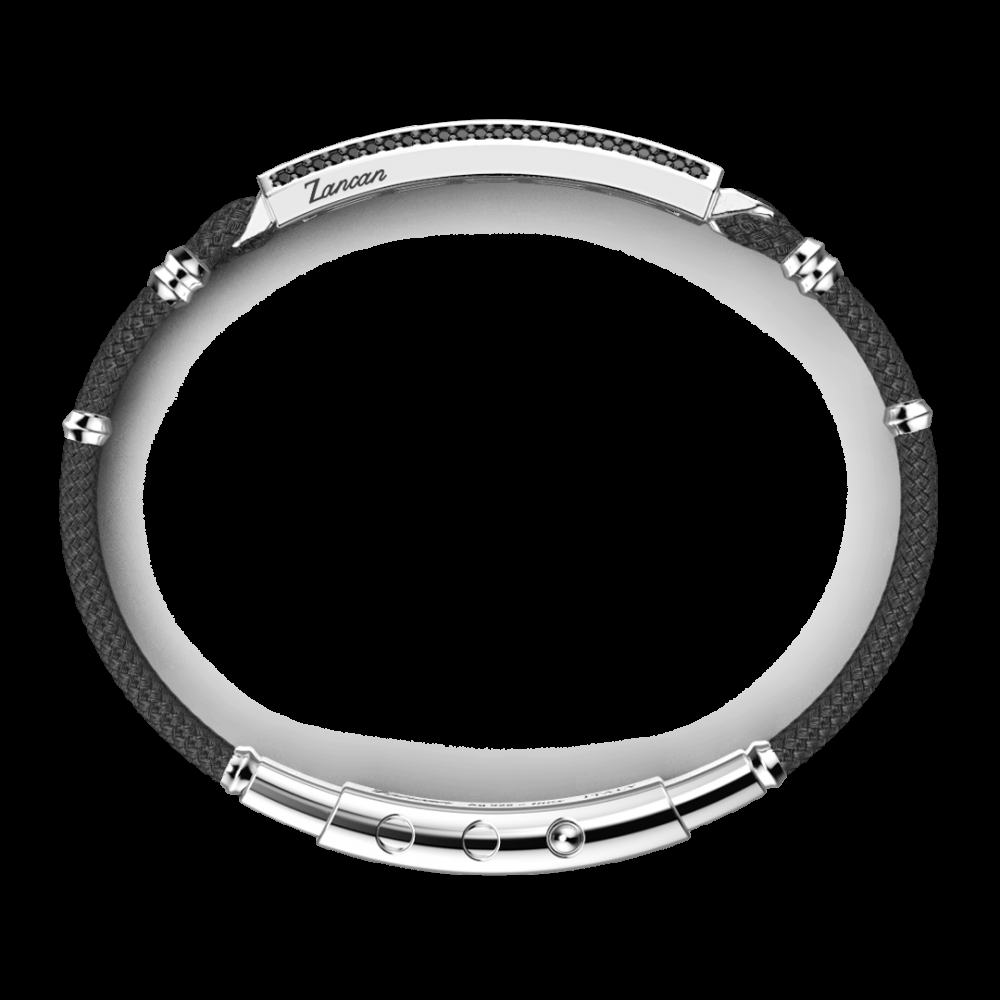 Zancan Bracciale Zancan in Kevlar con targa in argento e pietre nere Saldi Di Fabbrica