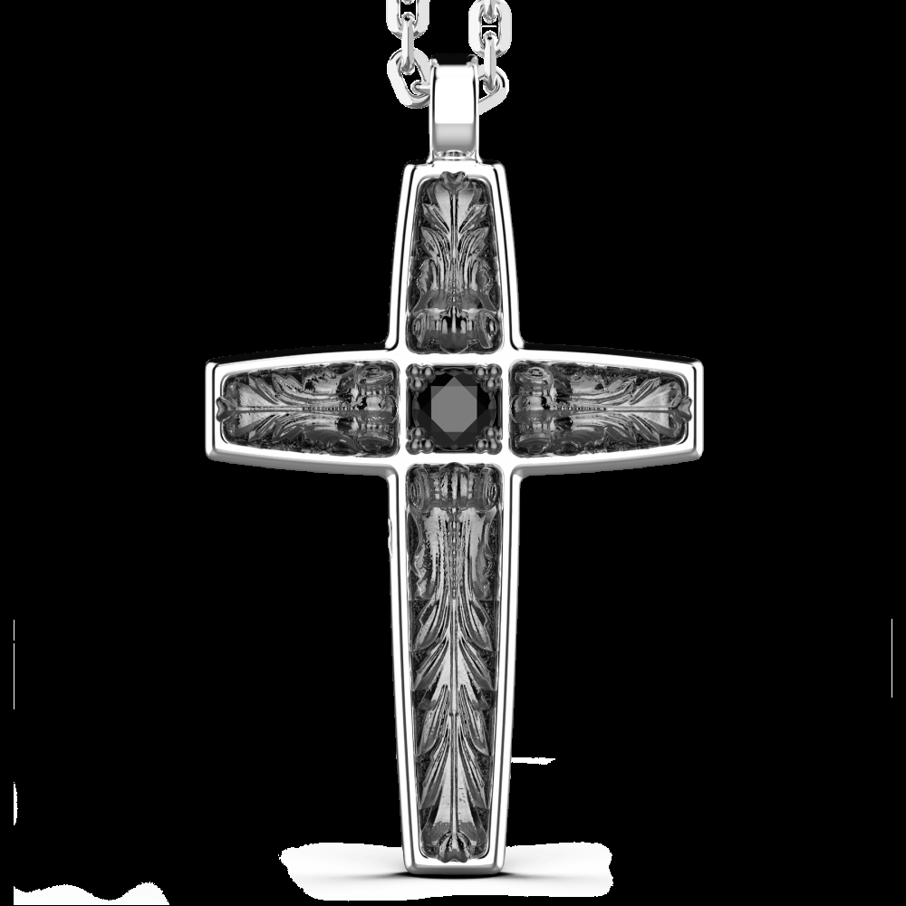Zancan Collana Zancan in argento con pendente a croce e pietre nere