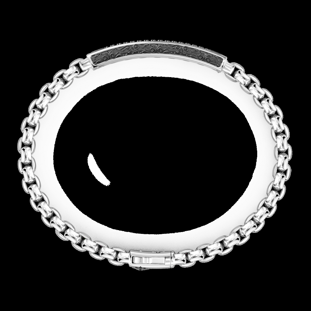 Zancan Bracciale Zancan in argento con targa e pietre nere Negozio