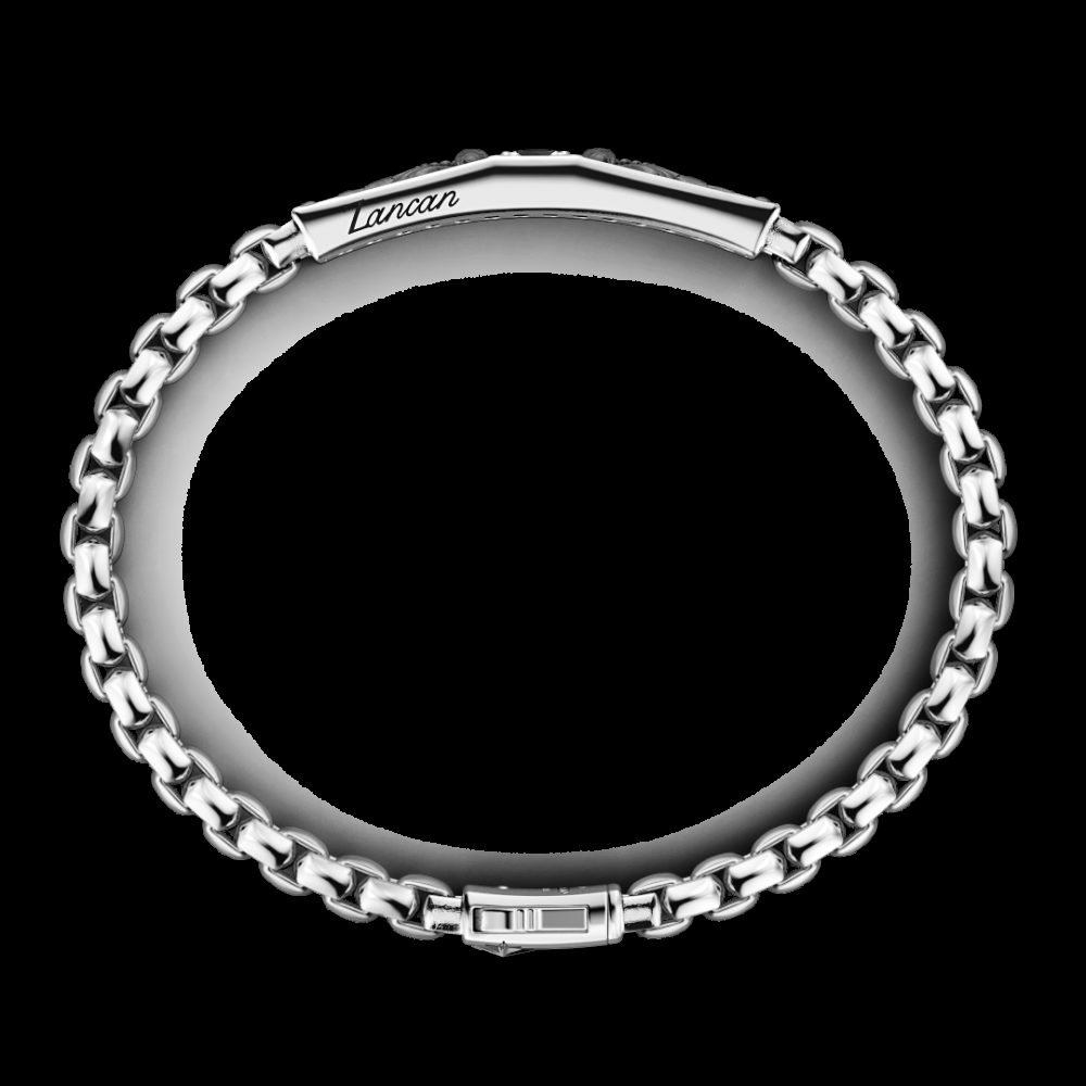 Zancan Bracciale Zancan in argento con targa e pietra nera Economico
