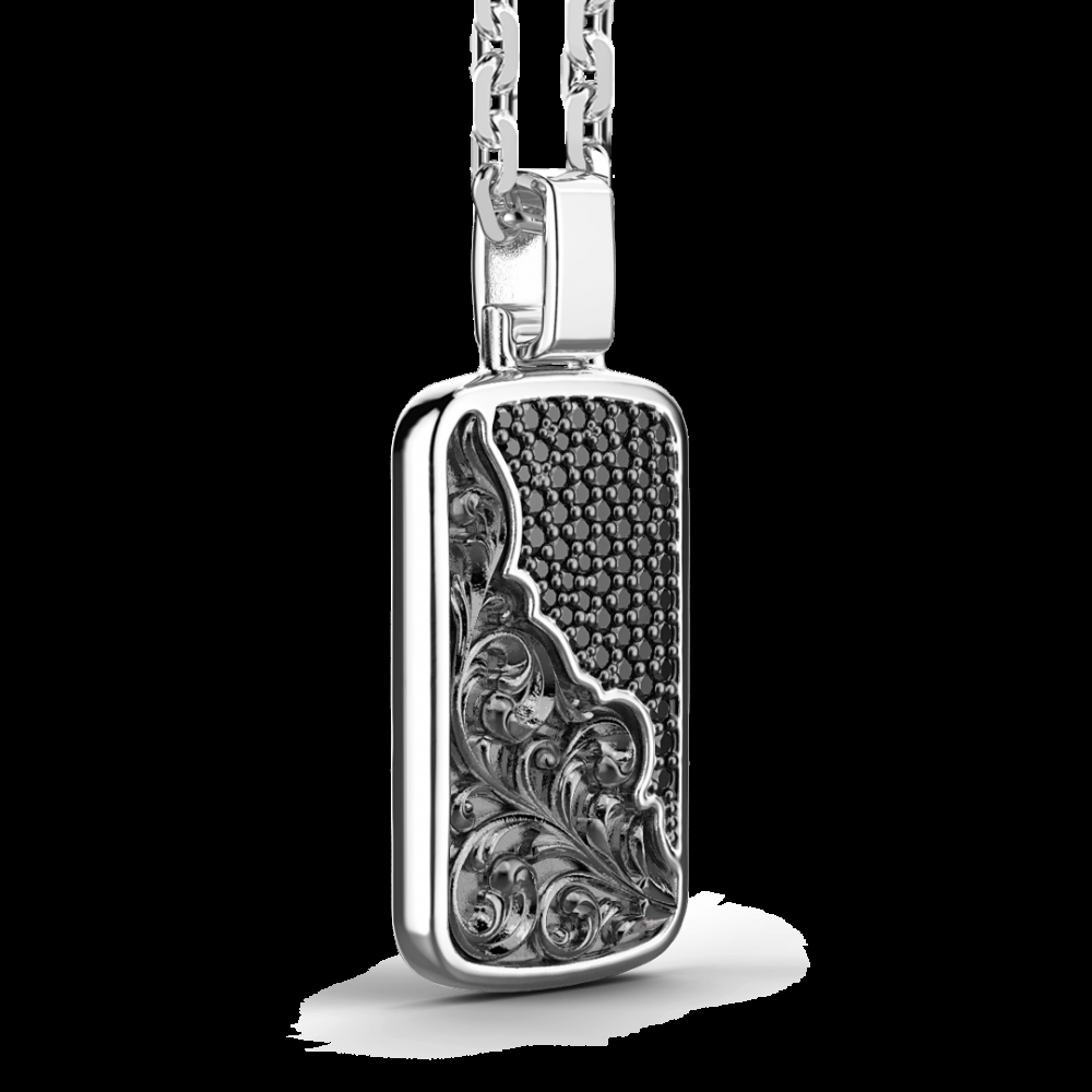 Zancan Collana Zancan in argento a targa con pietre nere Moda