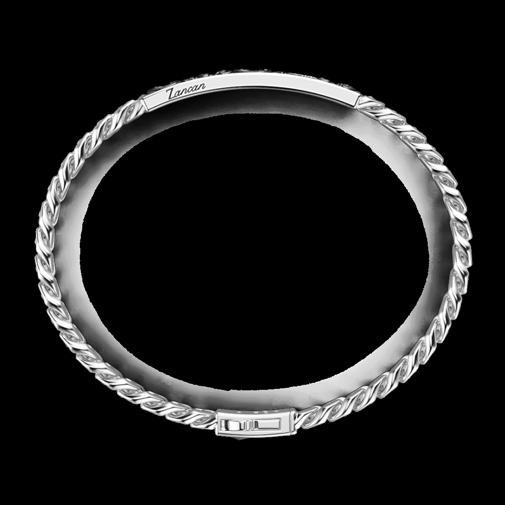 Zancan Bracciale Zancan in argento a grumetta con targa e pietre nere 2025